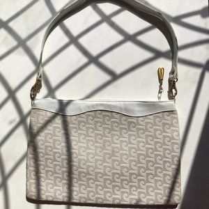 Vintage PIERRE CARDIN Signature Logo Canvas Shoulder Bag